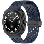 For Galaxy Watch Ultra2 2026 / 2025 / 1 2024 Hole Style Magnetic Folding Buckle Silicone Watch Band, Light Gray, Black, Starlight, Pink, Orange, Dark Blue, Dark Green, White