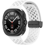 For Galaxy Watch Ultra2 2026 / 2025 / 1 2024 Hole Style Magnetic Folding Buckle Silicone Watch Band, Light Gray, Black, Starlight, Pink, Orange, Dark Blue, Dark Green, White