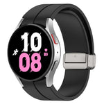 Magnetic Folding Silver Buckle Silicone Watch Band, For Samsung Galaxy Watch FE 40mm, For Samsung Galaxy Watch7 40 / 44mm