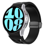리차드 자석 접이식 검정 버클 실리콘 시계 밴드, 삼성 갤럭시 워치 6 40 / 44mm용, 삼성 갤럭시 워치 5 프로 골프 에디션용, 삼성 갤럭시 워치 5 골프 에디션용