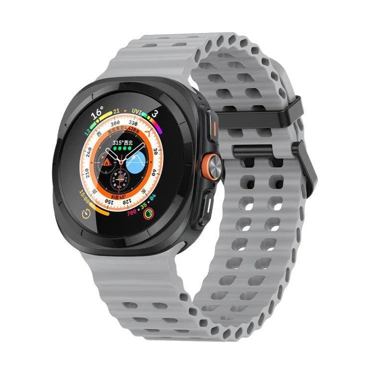 Ocean Dual Row Hole Silicone Watch Band, For Samsung Galaxy Watch Ultra 47mm / Ultra 2025