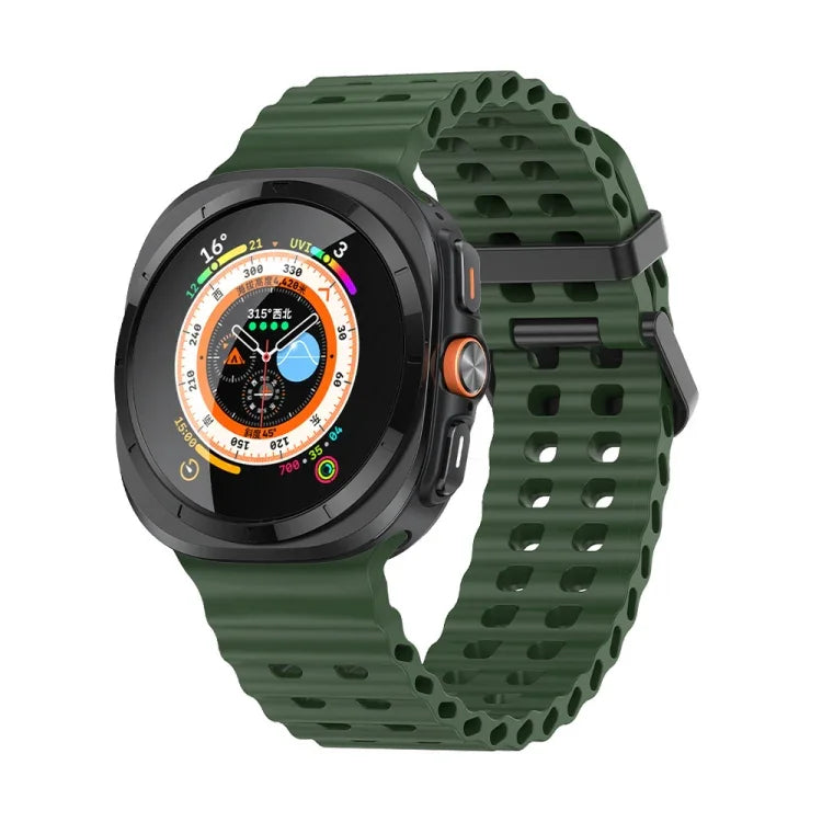 Ocean Dual Row Hole Silicone Watch Band, For Samsung Galaxy Watch Ultra 47mm / Ultra 2025