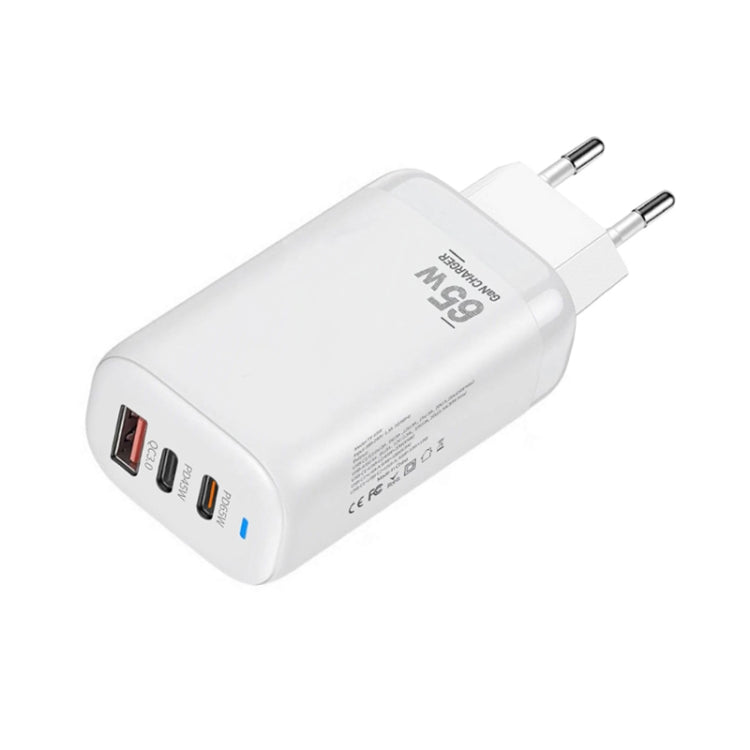 TE-65W GaN PD65W 듀얼 USB-C+USB-A 노트북 / 태블릿 어댑터, EU 플러그, EU 플러그