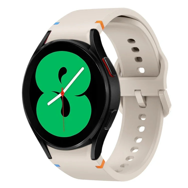Flat Sewing Design Silicone Watch Band, For Sansung Galaxy Watch5 Pro 45mm, Fou Samsung Galaxy Watch 4 40 / 44mm, For Samsung Galaxy Watch 4 Classic 42 / 46mm