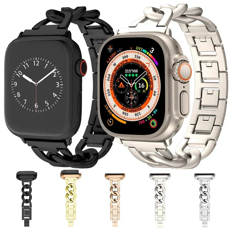 Quick-Release Metal Chain Watch Band, For Apple Watch SE 2023 44mm, For Apple Watch SE 2023 40mm, For Apple Watch Ultra 2 49mm, For Apple Watch Series 9 45mm, For Apple Watch Series 9 41mm, For Apple Watch Ultra 49mm, For Apple Watch Series 8 41mm     ...