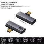 USB-C / 타입-C 수 to 듀얼 타입-C 암 USB3.2/10Gbps OTG 컨버터 PD100W 충전 어댑터, 듀얼 타입-C