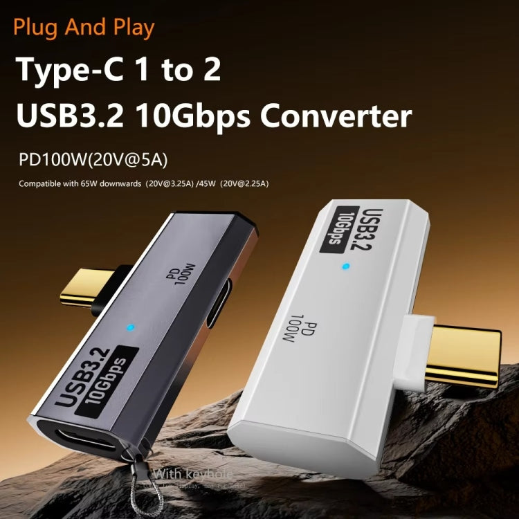USB-C / 타입-C 수 to 듀얼 타입-C 암 USB3.2/10Gbps OTG 컨버터 PD100W 충전 어댑터, 듀얼 타입-C