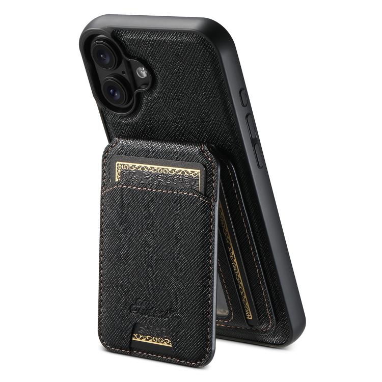 Suteni H18 크로스 그레인 MagSafe 지갑 가죽 휴대폰 케이스, iPhone 17 Pro Max용, iPhone 17 Pro용, iPhone 17용, iPhone Air용, iPhone 16 Pro Max용, iPhone 16 Pro용, iPhone 16 Plus용, iPhone 16용, iPhone 15 Pro Max용, iPhone 15 Pro용