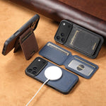 Suteni H18 Cross Grain MagSafe Wallet Leather Phone Case, For iPhone 13 Pro Max, For iPhone 13 Pro, For iPhone 13, For iPhone 12, For iPhone 12 Pro Max, For iPhone 12 Pro