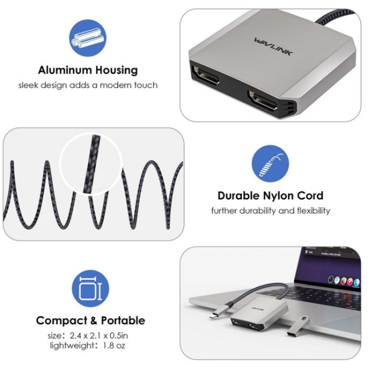 WAVLINK UHP510 Pro 87W PD 충전 USB C에서 듀얼 HD 변환기 4K 60Hz 모니터 어댑터