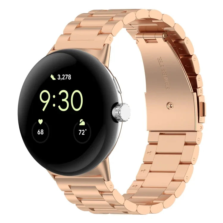 세 개 비즈 스테인리스 스틸 메탈 시계 밴드, Google Pixel Watch 4 / Watch 3 45mm용, Google Pixel Watch 4 / 3 / 2 / 1 41mm용