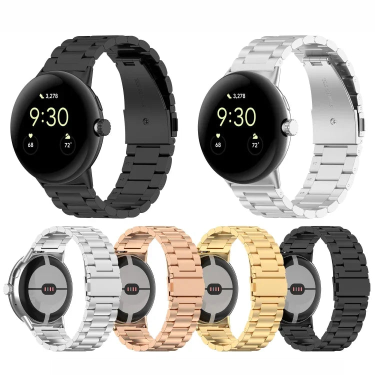 세 개 비즈 스테인리스 스틸 메탈 시계 밴드, Google Pixel Watch 4 / Watch 3 45mm용, Google Pixel Watch 4 / 3 / 2 / 1 41mm용