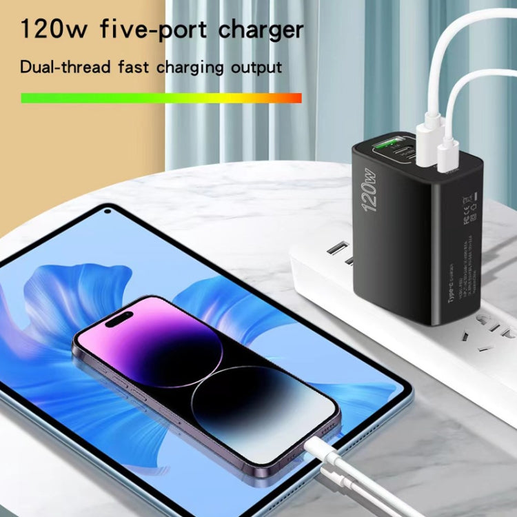 120W 3 PD 타입-C 듀얼 USB 다중 포트 휴대폰 충전기, EU 플러그, EU 플러그