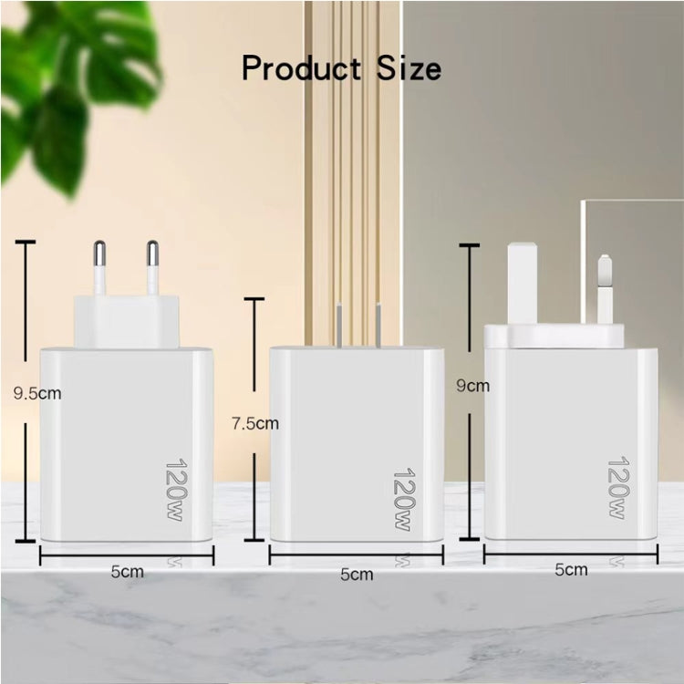 120W 3 PD 타입-C 듀얼 USB 다중 포트 휴대폰 충전기, EU 플러그, EU 플러그