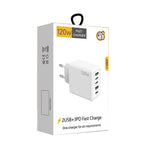 120W 3 PD 타입-C 듀얼 USB 다중 포트 휴대폰 충전기, EU 플러그, EU 플러그