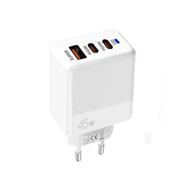45W PD3.0 / PPS Type-C + QC3.0 USB 완전 호환 프로토콜 충전기, EU 플러그, PD3.0 / PPS Type-C + QC3.0 USB(EU 플러그)