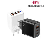 45W PD3.0 / PPS Type-C + QC3.0 USB 완전 호환 프로토콜 충전기, EU 플러그, PD3.0 / PPS Type-C + QC3.0 USB(EU 플러그)