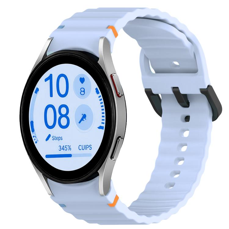 Wavy Grain Stitched Black Buckle Silicone Watch Band, For Samsung Galaxy Watch FE 40mm, For Samsung Galaxy Watch 7 40 / 44mm, For Samsung Galaxy Watch 6 Classic 43 / 47mm, For Samsung Galaxy Watch 6 40 / 44mm