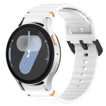 Wavy Grain Stitched Black Buckle Silicone Watch Band, For Samsung Galaxy Watch FE 40mm, For Samsung Galaxy Watch 7 40 / 44mm, For Samsung Galaxy Watch 6 Classic 43 / 47mm, For Samsung Galaxy Watch 6 40 / 44mm