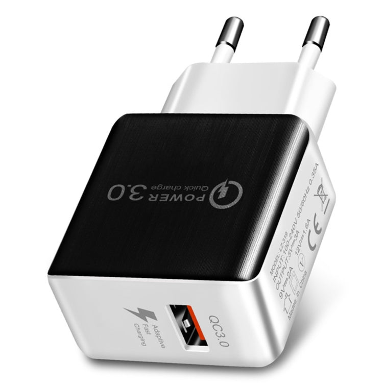 1USB QC 3.0 와이어 드로잉 고속 충전기 EU 플러그, QC 3.0 검정, QC 3.0 화이트