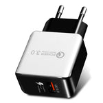 1USB QC 3.0 Wire Drawing Quick Charger EU Plug, QC 3.0 Black, QC 3.0 White
