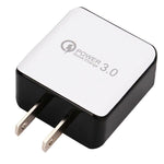 1USB QC 3.0 와이어 드로잉 고속 충전기 US 플러그, 검정, 화이트