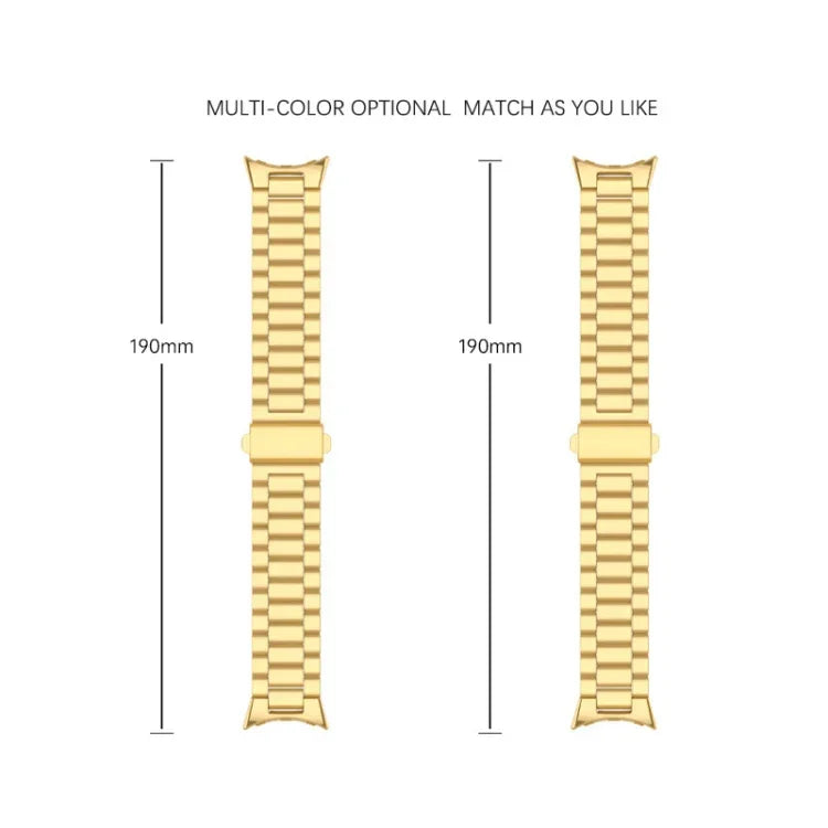 Three Beads Stainless Steel Folding Buckle Integrated Watch Band, For Google Pixel Watch 4 / Watch 3 45mm