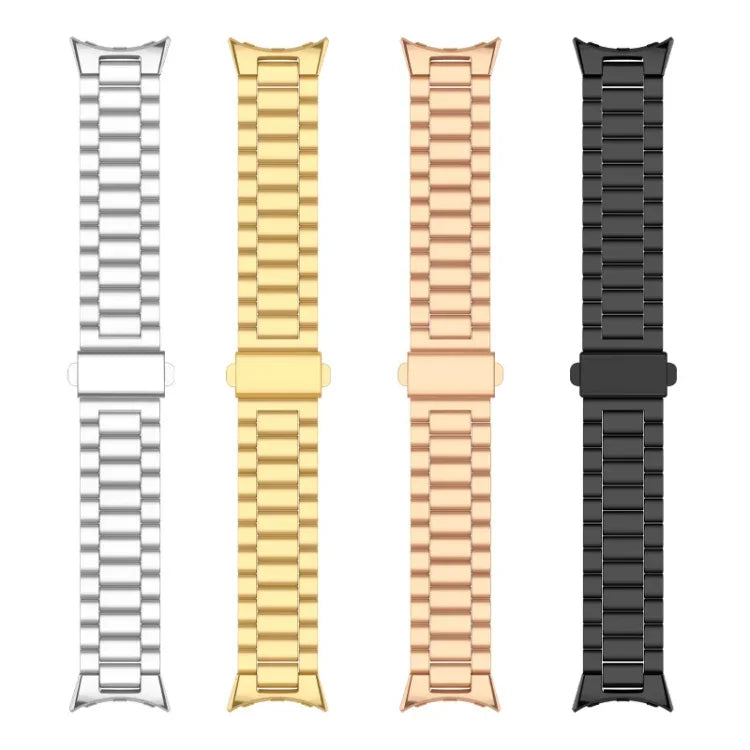 Three Beads Stainless Steel Folding Buckle Integrated Watch Band, For Google Pixel Watch 4 / Watch 3 45mm