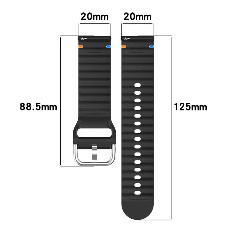 삼성 갤럭시 워치 7 40 / 44mm용 물결 무늬 스티치 20mm 실리콘 시계줄