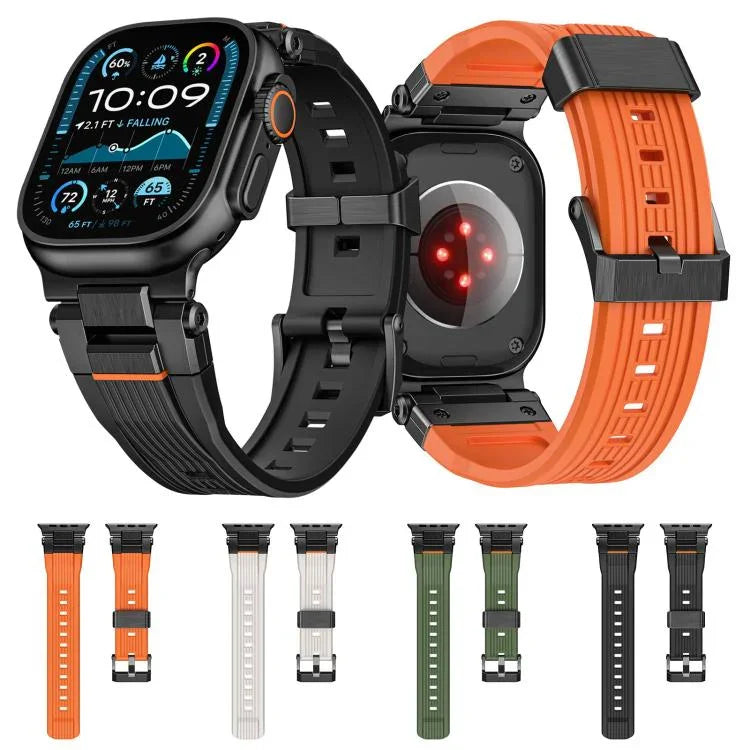 스테인리스 스틸 커넥터 수직 결 TPU 시계줄, 애플 워치 46mm / 49mm / 45mm / 44mm용
