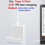GaN PD 45W + QC3.0 USB 완전 호환 프로토콜 맥북용 충전기, 미국 플러그, 미국 플러그