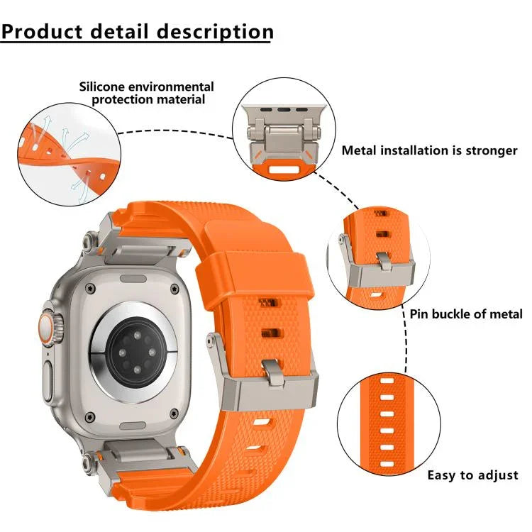 Kalebol 아웃도어 익스플로러 메탈 커넥터 TPU 시계줄, Apple Watch 46mm / 49mm / 45mm / 44mm용
