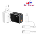 PD41 GaN PD 45W + USB 충전기 USB-C to USB-C / 8핀 데이터 케이블 아이폰용, EU 플러그, EU 플러그