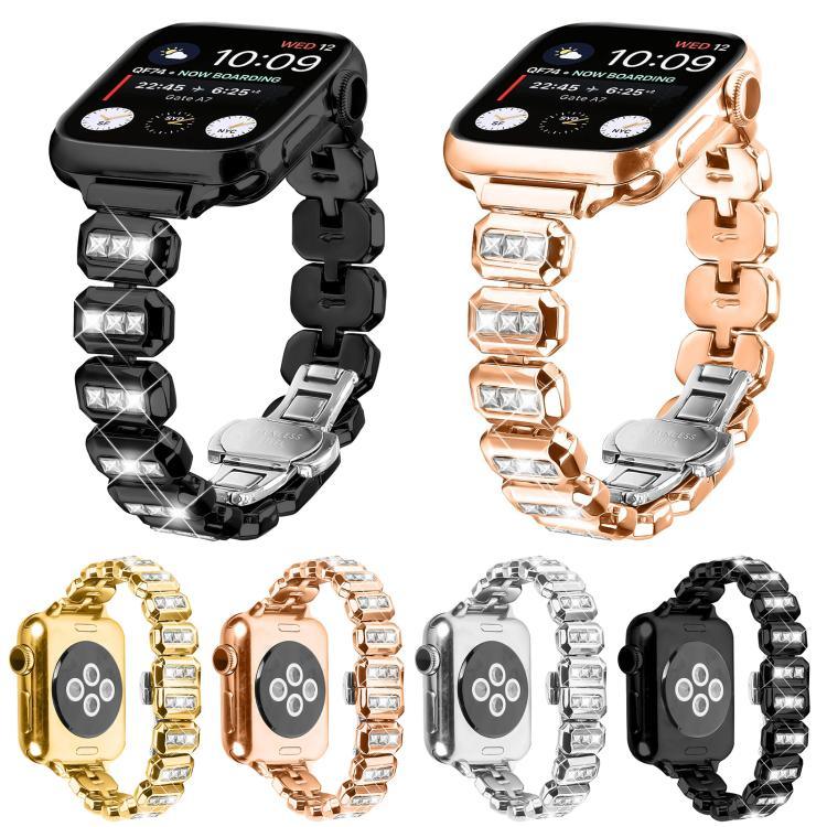 작은 스퀘어 다이아몬드 나비 버클 시계줄, 애플 워치 46mm / 49mm / 45mm / 44mm용, 애플 워치 42mm / 41mm / 40mm / 38mm용
