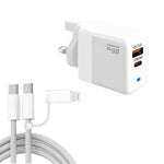 PD41 GaN PD 45W + USB 충전기 USB-C to USB-C / 8핀 데이터 케이블 아이폰용, UK 플러그, UK 플러그