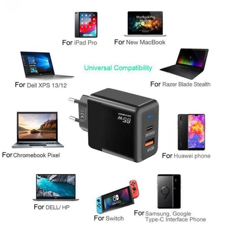 PD41 GaN PD 45W + USB 충전기 타입-C to 타입-C 데이터 케이블 포함, EU 플러그, EU 플러그