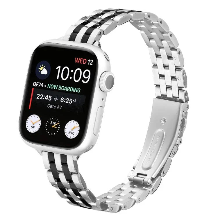 작은 허리 새총 버클 스틸 시계줄, 애플 워치 46mm / 49mm / 45mm / 44mm용, 애플 워치 42mm / 41mm / 40mm / 38mm용