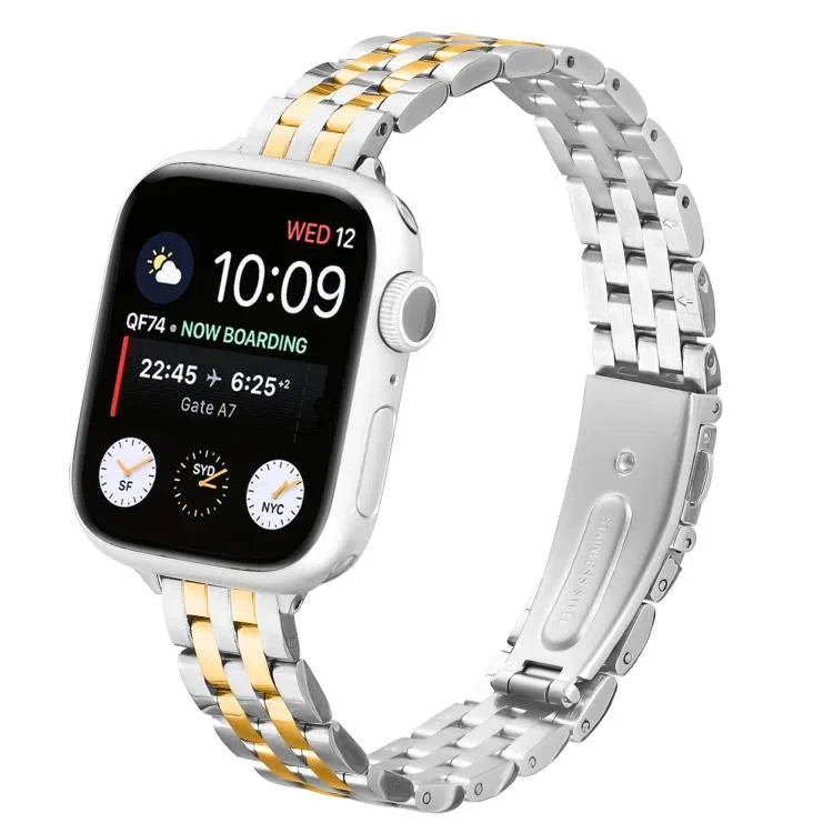 작은 허리 새총 버클 스틸 시계줄, 애플 워치 46mm / 49mm / 45mm / 44mm용, 애플 워치 42mm / 41mm / 40mm / 38mm용