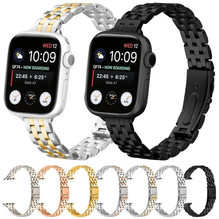 작은 허리 새총 버클 스틸 시계줄, 애플 워치 46mm / 49mm / 45mm / 44mm용, 애플 워치 42mm / 41mm / 40mm / 38mm용