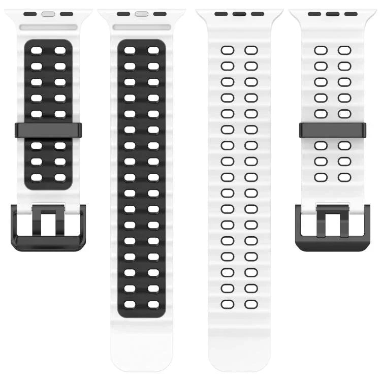 오션 더블 로우 홀 투컬러 실리콘 시계줄, Apple Watch 46mm / 49mm / 45mm / 44mm용