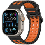 오션 더블 로우 홀 투컬러 실리콘 시계줄, Apple Watch 46mm / 49mm / 45mm / 44mm용
