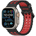 오션 더블 로우 홀 투컬러 실리콘 시계줄, Apple Watch 46mm / 49mm / 45mm / 44mm용