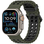 오션 더블 로우 홀 투컬러 실리콘 시계줄, Apple Watch 46mm / 49mm / 45mm / 44mm용