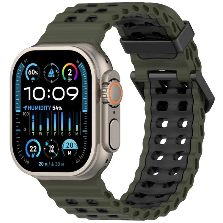 오션 더블 로우 홀 투컬러 실리콘 시계줄, Apple Watch 46mm / 49mm / 45mm / 44mm용