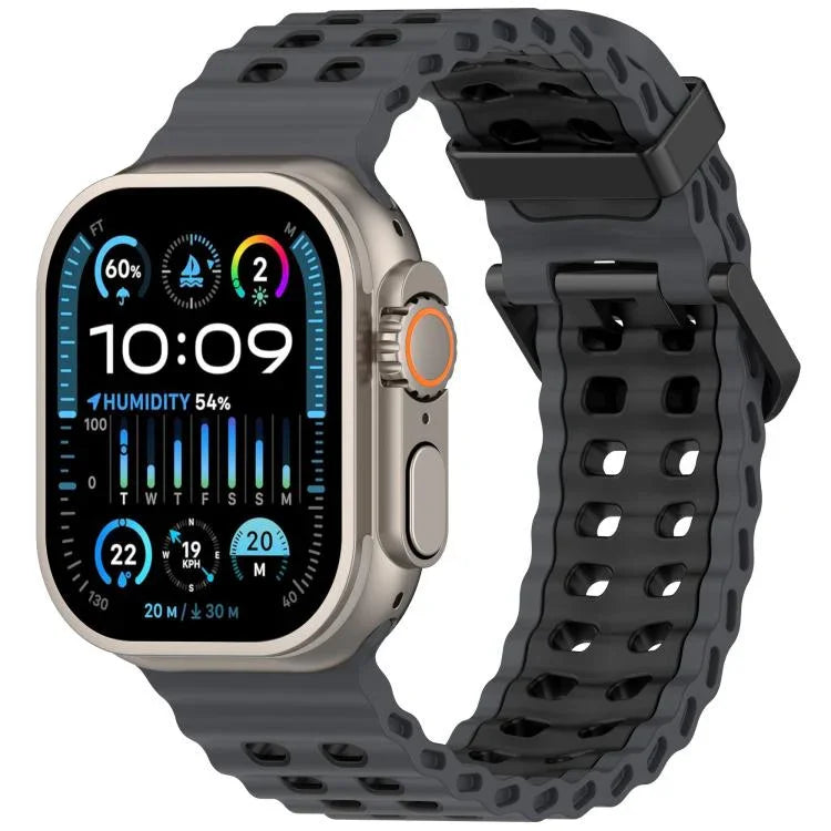 오션 더블 로우 홀 투컬러 실리콘 시계줄, Apple Watch 46mm / 49mm / 45mm / 44mm용
