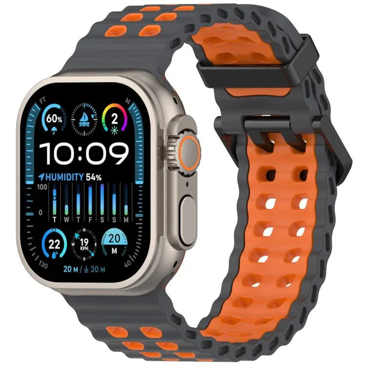오션 더블 로우 홀 투컬러 실리콘 시계줄, Apple Watch 46mm / 49mm / 45mm / 44mm용