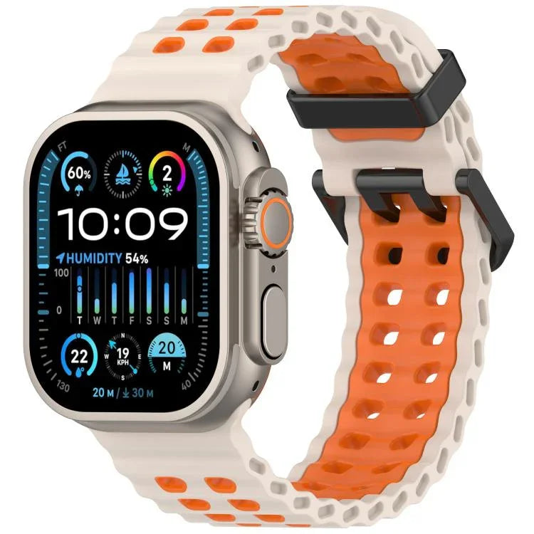 오션 더블 로우 홀 투컬러 실리콘 시계줄, Apple Watch 46mm / 49mm / 45mm / 44mm용