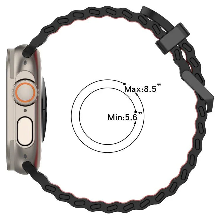 오션 더블 로우 홀 투컬러 실리콘 시계줄, Apple Watch 46mm / 49mm / 45mm / 44mm용