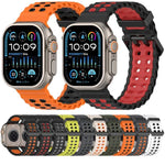 오션 더블 로우 홀 투컬러 실리콘 시계줄, Apple Watch 46mm / 49mm / 45mm / 44mm용