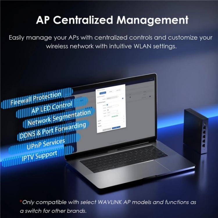 WAVLINK WN701AE IEEE 802.3AF / AT 자동 감지 중앙 집중식 AP 관리 PoE 스위치, 미국 플러그, 영국 플러그, EU 플러그, 호주 플러그